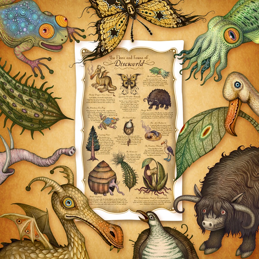 Flora & Fauna of Discworld Tea Towel