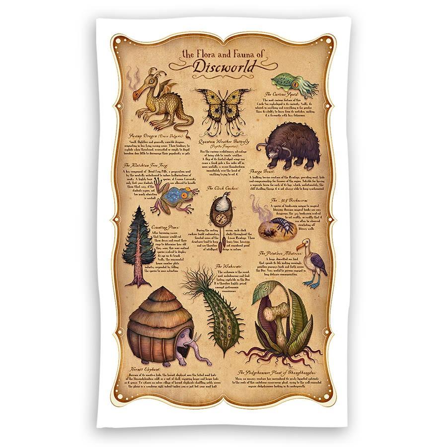 Flora & Fauna of Discworld Tea Towel