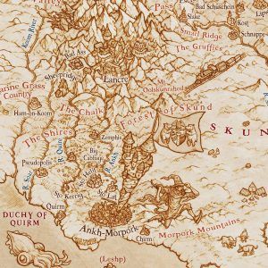 1 Of 12 Terry Pratchett Mappa Discworld Map Great Atuin Sepia Ankh Morpork Closeup 300x300 