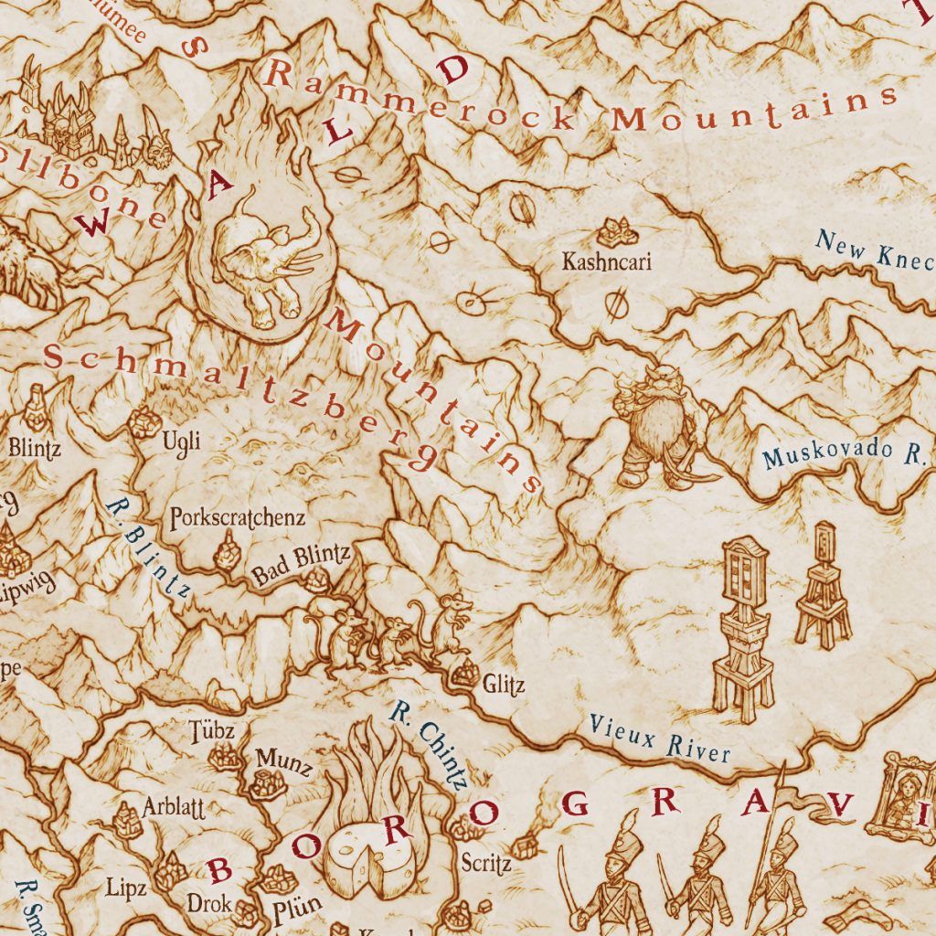 1 Of 12 Terry Pratchett Mappa Discworld Map Great Atuin Sepia Borogravia Bad Blintz Closeup 1 1024x1024