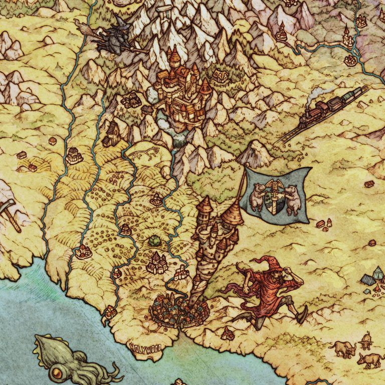 1 Of 12 Terry Pratchett Mappa Discworld Map Great Atuin Colour Ankh Morpork Lancre Rincewind Closeup 768x768 